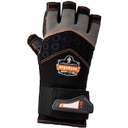 ERGODYNE ProFlex 910 Half-Finger Impact Gloves, w/ Wrist Support, Black, XL, 17712 17715